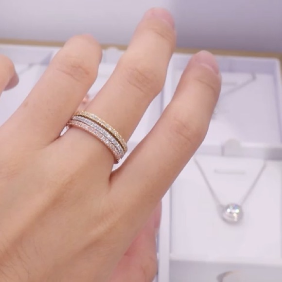 Diamond Gold Eternity Band Set - Picture 6 of 11